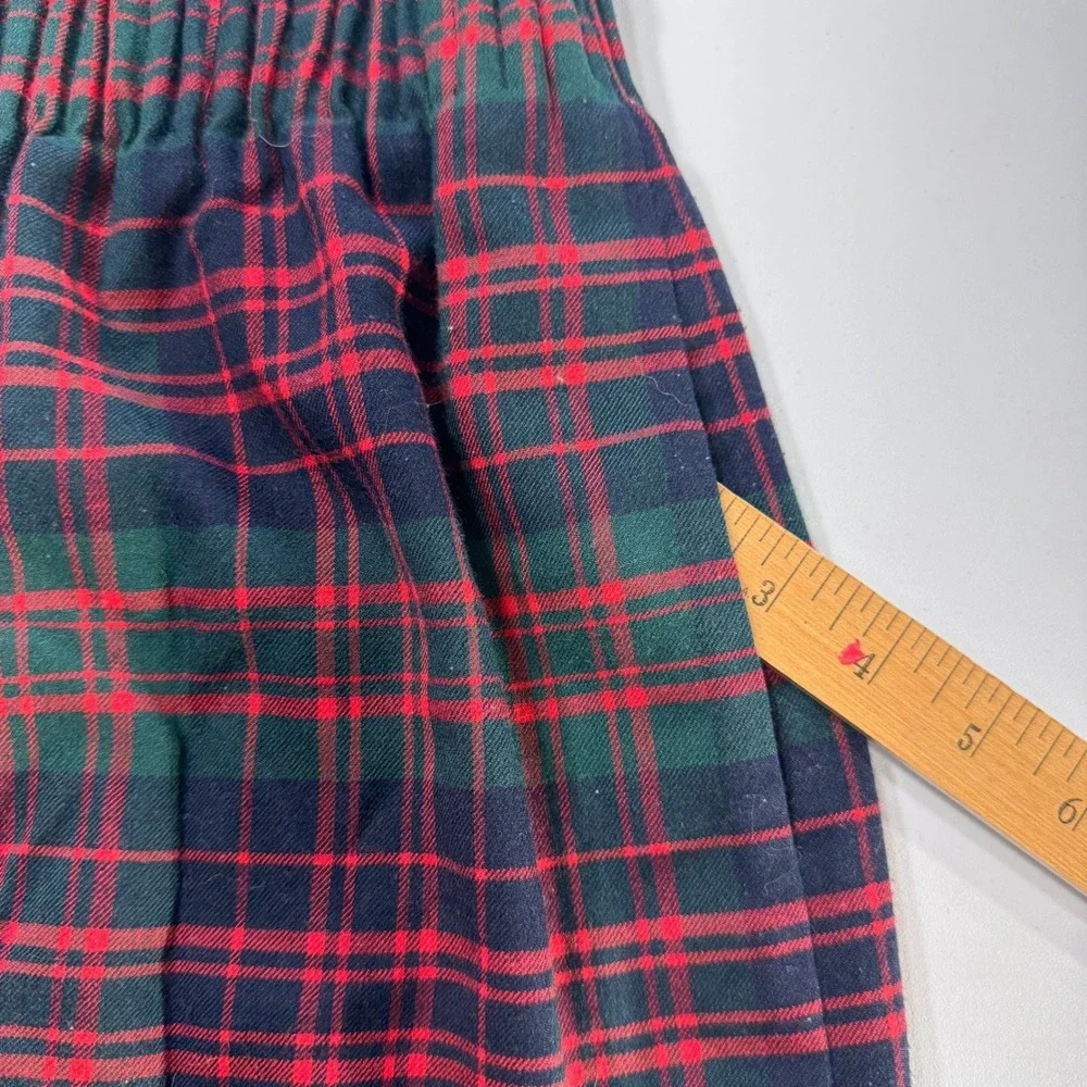 J.Crew Plaid Mini Skirt Womens 4 Red Green Elastic Waist Tartan Pockets
